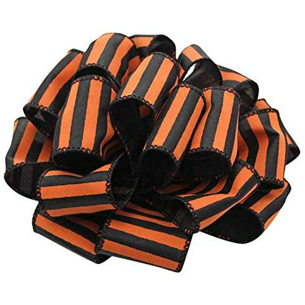 Orange School Dance White 2 1//2 x 10 Yards Haunted House Decoration Party Decor Fundraiser Bows Happy Halloween Spiderwebs Wired Ribbon Wreath Black Trick or Treat